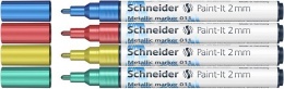 Akrilmarker készlet, 2 mm, SCHNEIDER "Paint-It 011", 4 különböző metálszín